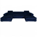 Modulaire hoekbank met ribfluwelen bekleding, kleur blauw