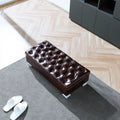 Opbergbank met leren bekleding, kleur donkerbruin