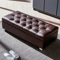 Opbergbank met leren bekleding, kleur donkerbruin