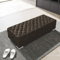 Opbergbank met leren bekleding, kleur donkerbruin