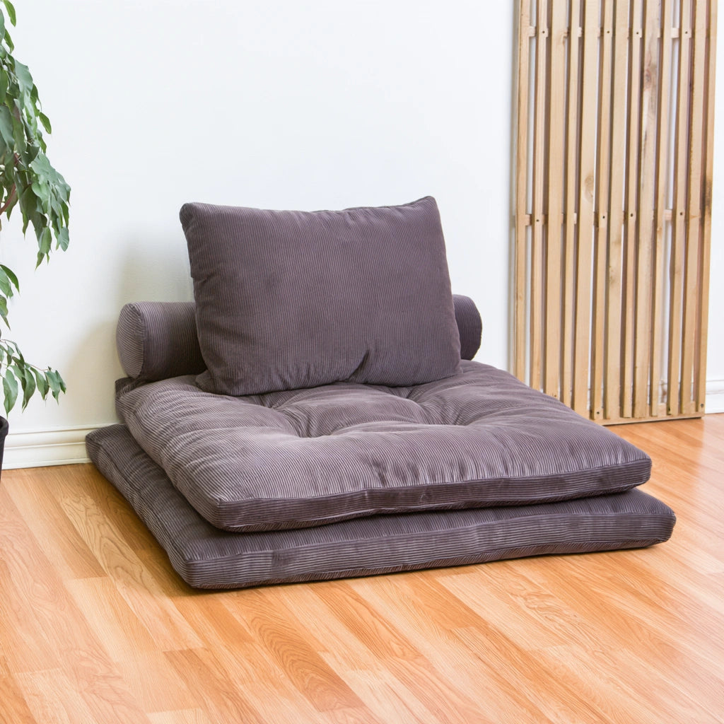 Accentfauteuil met ribfluwelen bekleding, kleur donkergrijs