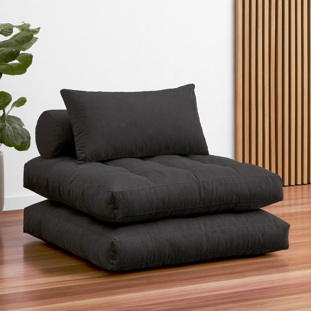 Accentfauteuil met ribfluwelen bekleding, kleur donkergrijs